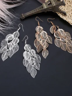Boucles d'oreilles à feuilles creuses superposées pour femmes 2026