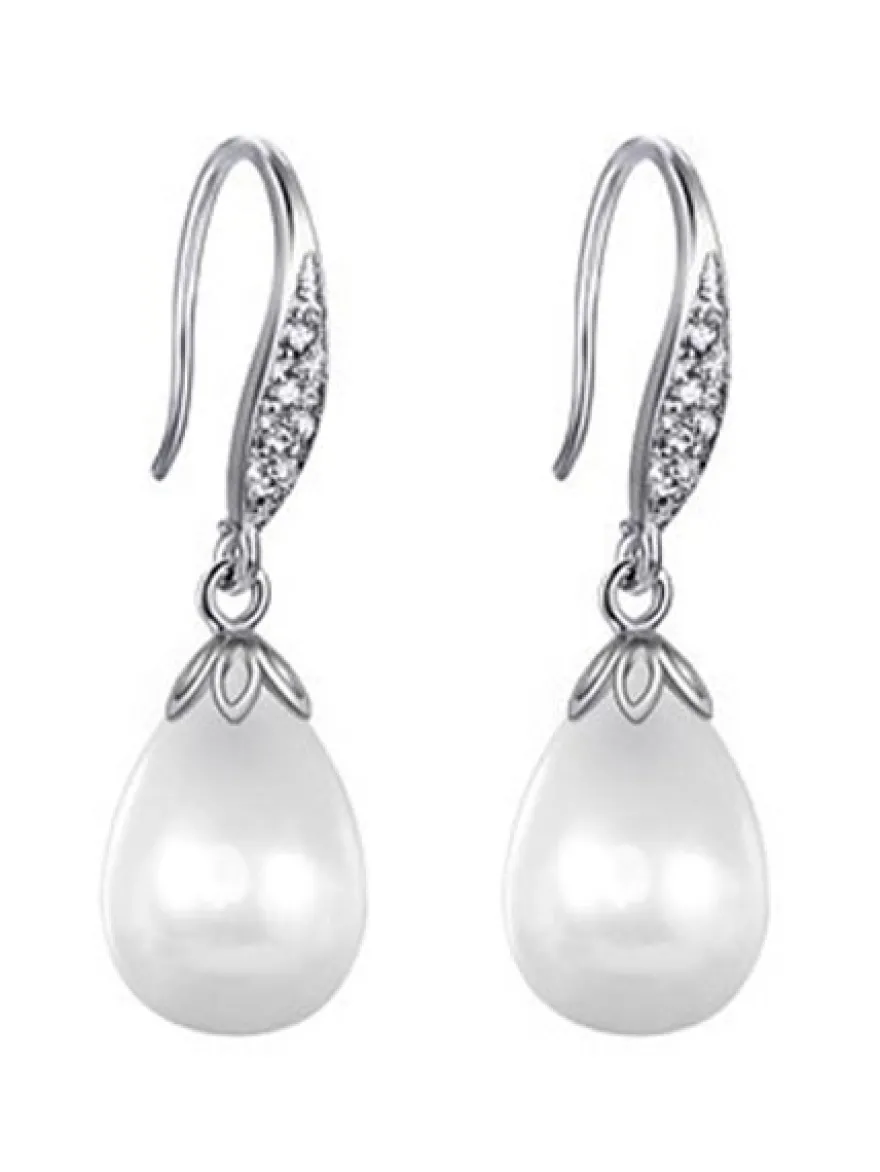 Boucles d'oreilles Goujon fête de mariage métallique blanc Cubic Zirconia