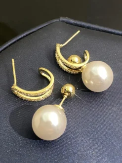 Boucles D'oreilles Mariée Imitation Perle Métal Percé Bijoux De Mariage