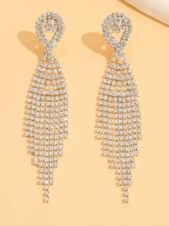 Boucles d'oreilles à pampilles en strass brillants pour femmes 2026