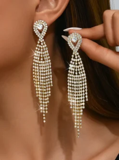 Boucles d'oreilles à pampilles en strass brillants pour femmes 2026