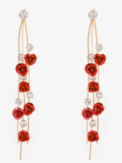 Boucles d'oreilles pendantes à motif floral rose pour femmes 2026