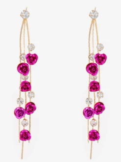 Boucles d'oreilles pendantes à motif floral rose pour femmes 2026