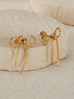 Boucles d'oreilles à tige en or avec nœud papillon pour femme 2026