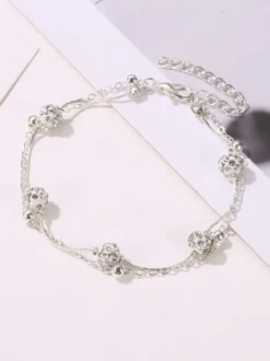 Bracelet de cheville en perles de cristal et base en métal