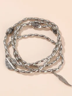 Bracelet de cheville plaqué avec pendentif plume d'inspiration bohème