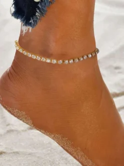 Bracelet de cheville tressé en cristal doré bracelet de cheville pour bal de plage