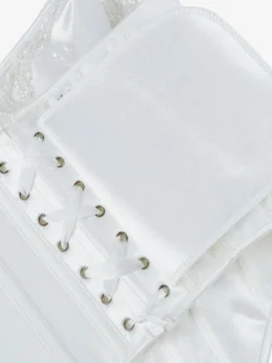 Bustier blanc pour femme avec pompon et bandage dans le dos et corset sous la poitrine