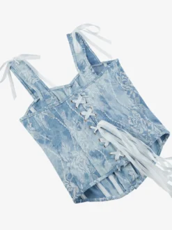 Bustier bleu à bretelles et boutons sur le devant pour lingerie gainante