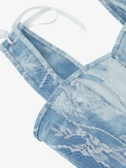 Bustier bleu à bretelles et boutons sur le devant pour lingerie gainante
