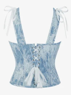 Bustier bleu à bretelles et boutons sur le devant pour lingerie gainante
