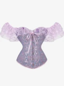Bustier Corset Femme en Dentelle avec Bretelles à Col Décolleté Coupe Cintrée Unicolore