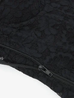 Bustier noir en dentelle avec dos transparent et bretelles