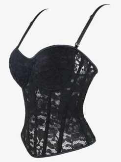 Bustier noir en dentelle avec dos transparent et bretelles