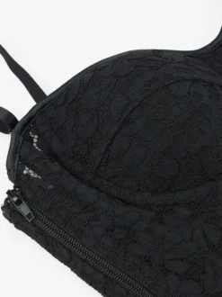 Bustier noir en dentelle avec dos transparent et bretelles