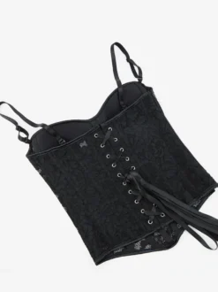 Bustier noir en dentelle avec dos transparent et bretelles
