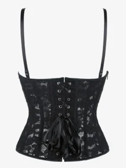 Bustier noir en dentelle avec dos transparent et bretelles
