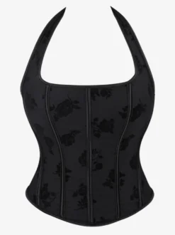 Bustier Top Corsets Noir Élégant Dos Nu Street Wear Lingerie À Lacets