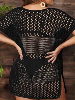 Cache-maillots kaki en maille à manches courtes pour femmes maillots de bain d'été sexy