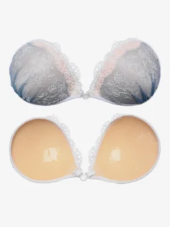Cache-tétons adhésifs invisibles en dentelle florale bleue dos nu soutien-gorge push-up collant