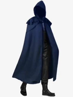 Cape à capuche noire unisexe médiévale gothique vampire costume Renaissance