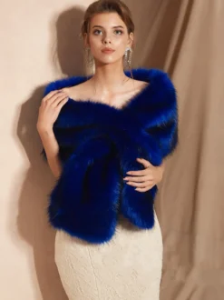 Cape de mariage en fausse fourrure châle Wrap nuptiale hiver chaud Cover Ups