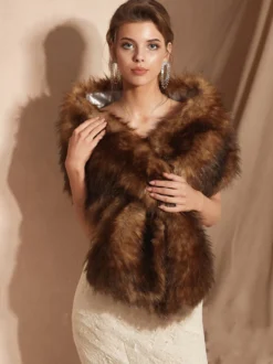 Cape de mariage en fausse fourrure châle Wrap nuptiale hiver chaud Cover Ups