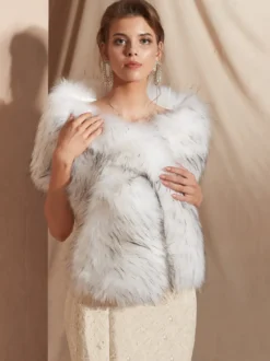 Cape de mariage en fausse fourrure châle Wrap nuptiale hiver chaud Cover Ups