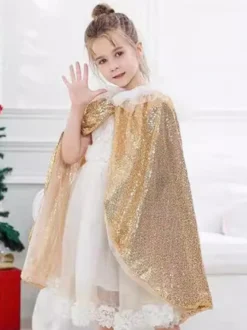 Cape dorée de Noël pour fille Costumes de vacances de Noël