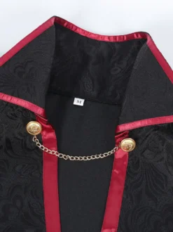 Cape en polyester sans manches en jacquard noir vintage avec chaînes vintage costumes rétro pour homme