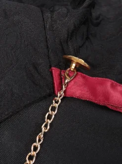 Cape en polyester sans manches en jacquard noir vintage avec chaînes vintage costumes rétro pour homme