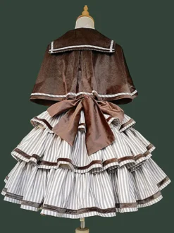 Cape Lolita classique en polyester marron foncé pour vêtements d'extérieur Lolita d'automne