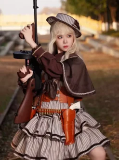 Cape Lolita classique en polyester marron foncé pour vêtements d'extérieur Lolita d'automne