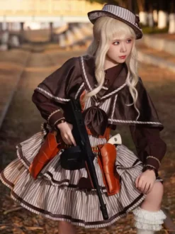 Cape Lolita classique en polyester marron foncé pour vêtements d'extérieur Lolita d'automne