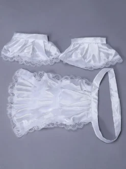 Carnaval Accessoire Blanc Vintage Cravate Dentelle Volants Style Aristocrate Homme Halloween