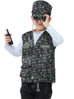 Carnaval armée enfants cosplay vert polyester ensemble enfants cosplay costumes Déguisements Halloween