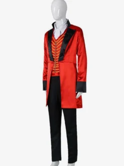 Carnaval Cirque Costume Magicien Rouge Hommes Pantalon Chemise Pardessus Ensemble Halloween Déguisement