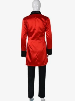 Carnaval Cirque Costume Magicien Rouge Hommes Pantalon Chemise Pardessus Ensemble Halloween Déguisement