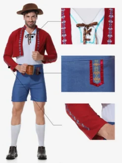 Carnaval Costumes Halloween Rouge Homme Style Européen Set Costumes de Fête