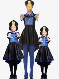 Carnaval Halloween Costumes Zombie Chinois Femme Noir Bleu Polyester Costumes de Fête