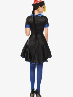 Carnaval Halloween Costumes Zombie Chinois Femme Noir Bleu Polyester Costumes de Fête