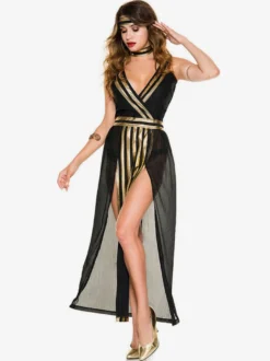 Carnaval Halloween Costumes Grecques Noires Sexy Choker Tunique Costumes de Fête