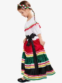 Carnaval Robe Traditionnelle Mexicaine pour Filles Robe de Danse Folklorique Halloween