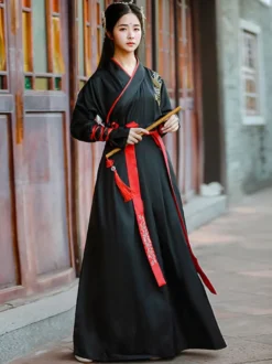 Carnaval Style Chinois HanFu Ensemble 3 Pièces Manches Longues Robe Polyester