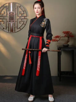 Carnaval Style Chinois HanFu Ensemble 3 Pièces Manches Longues Robe Polyester