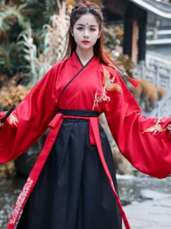 Carnaval Style Chinois HanFu Ensemble 3 Pièces Manches Longues Robe Polyester