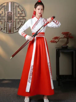 Carnaval Style Chinois HanFu Ensemble 3 Pièces Manches Longues Robe Polyester