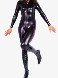Catsuit métallique noir brillant Déguisements Halloween