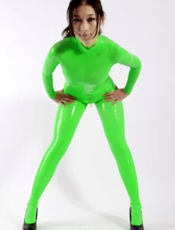 Catsuits Latex vert de filles Déguisements Halloween
