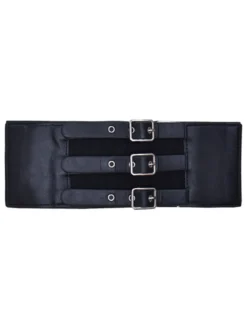 Ceinture de smoking gothique Lolita Détails en métal Oeillets Cuir PU métallisé Divers Accessoires Lolita noirs